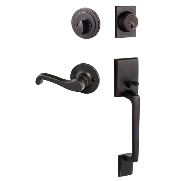 Sure-Loc Hardware Sure-Loc Hardware Coronado Handleset with Round Thumb Turn, Sage Lever Handleset Trim, Vintage Bronze, Left Hand CN507-R-SG LH 11P - main